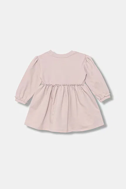 Платье расклешенное хлопковое United Colors of Benetton, розовый — фото 2