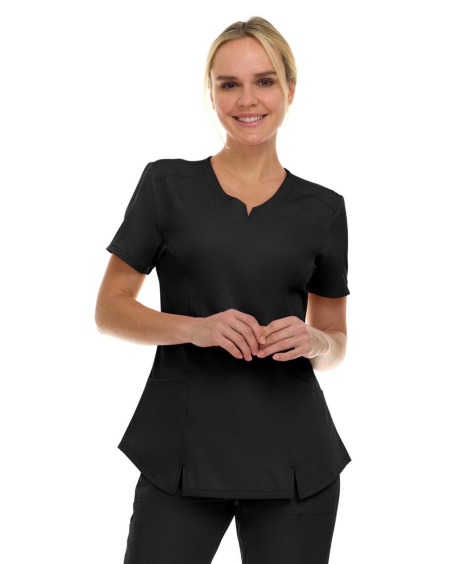 

Женская медицинская рубашка с V-образным вырезом и двумя карманами, эластичная ткань, не требующая особого ухода, цвет жевательная резинка, размер L Medichic, Black