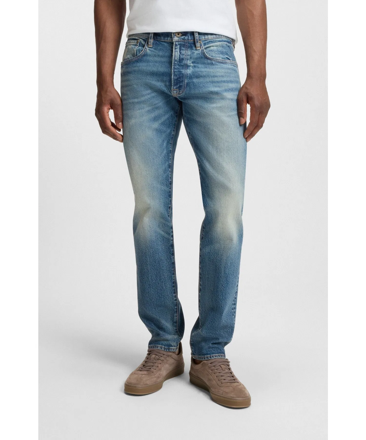 Джинсы BECKHAM x BOSS Slim Fit, винтажный деним.