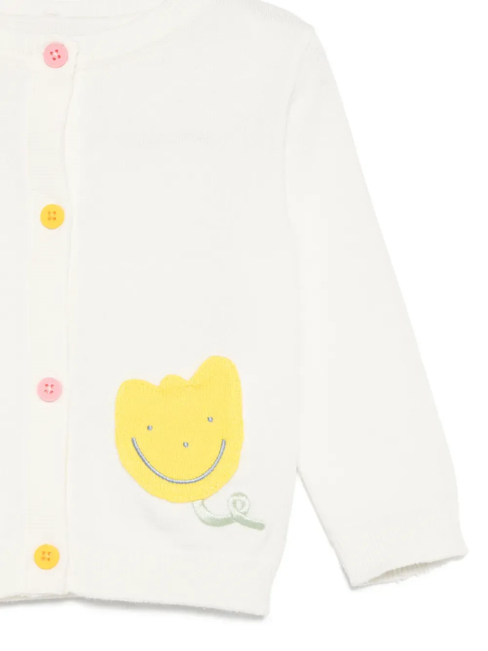 Кардиган из хлопка с узором и накладным карманом Stella McCartney Kids, бежевый — фото 3