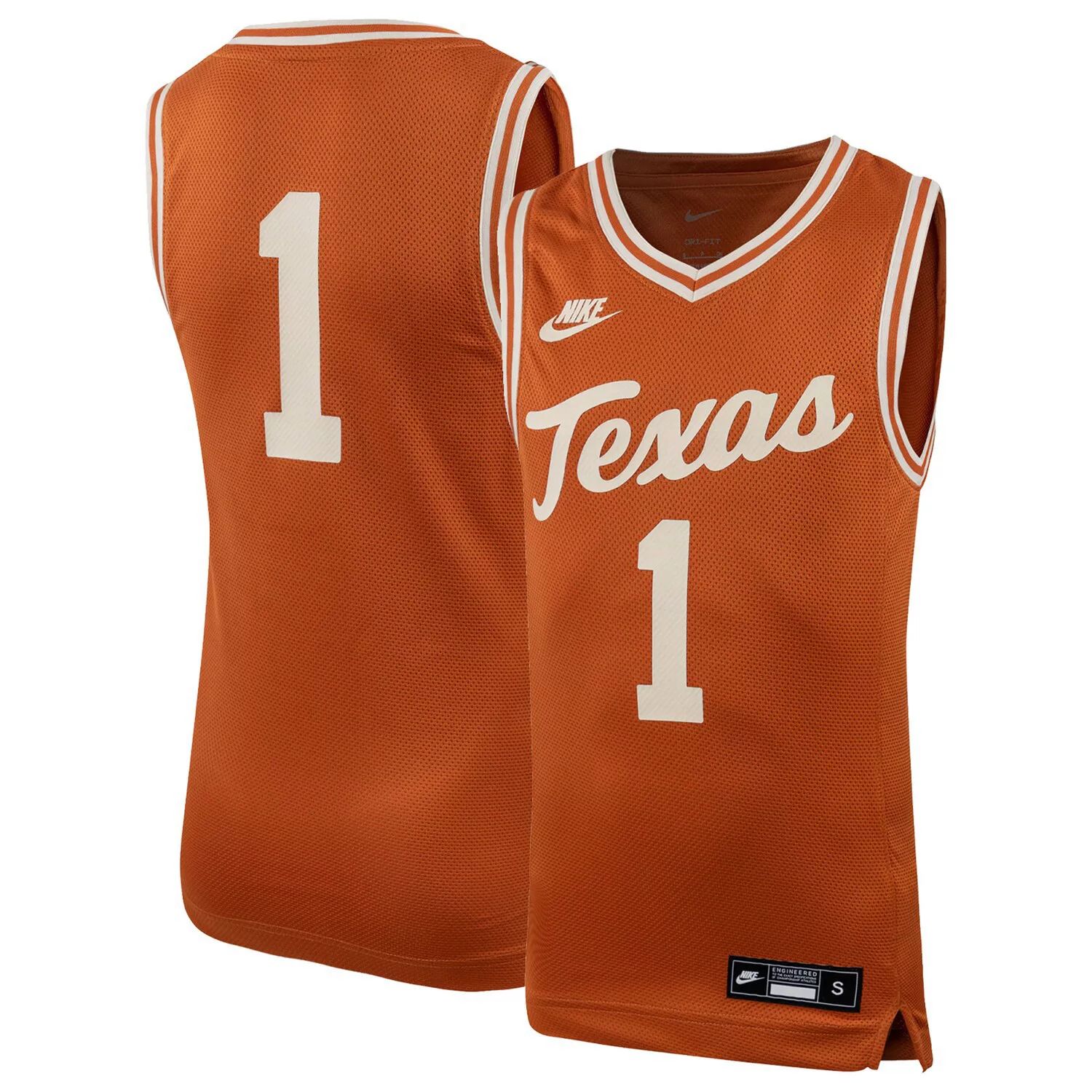 

Реплика молодежной баскетбольной майки Nike # 1 Texas Orange Texas Longhorns Icon Nike