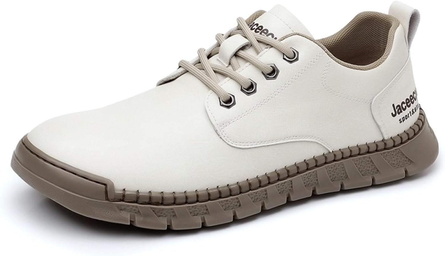 

Мужские ретро кожаные кроссовки с ручной прострочкой, шнуровкой, повседневные, с круглым носком, противоскользящие, на плоской подошве, для активного отдыха, прогулок и походов на свежем воздухе Qwuieoin, белый