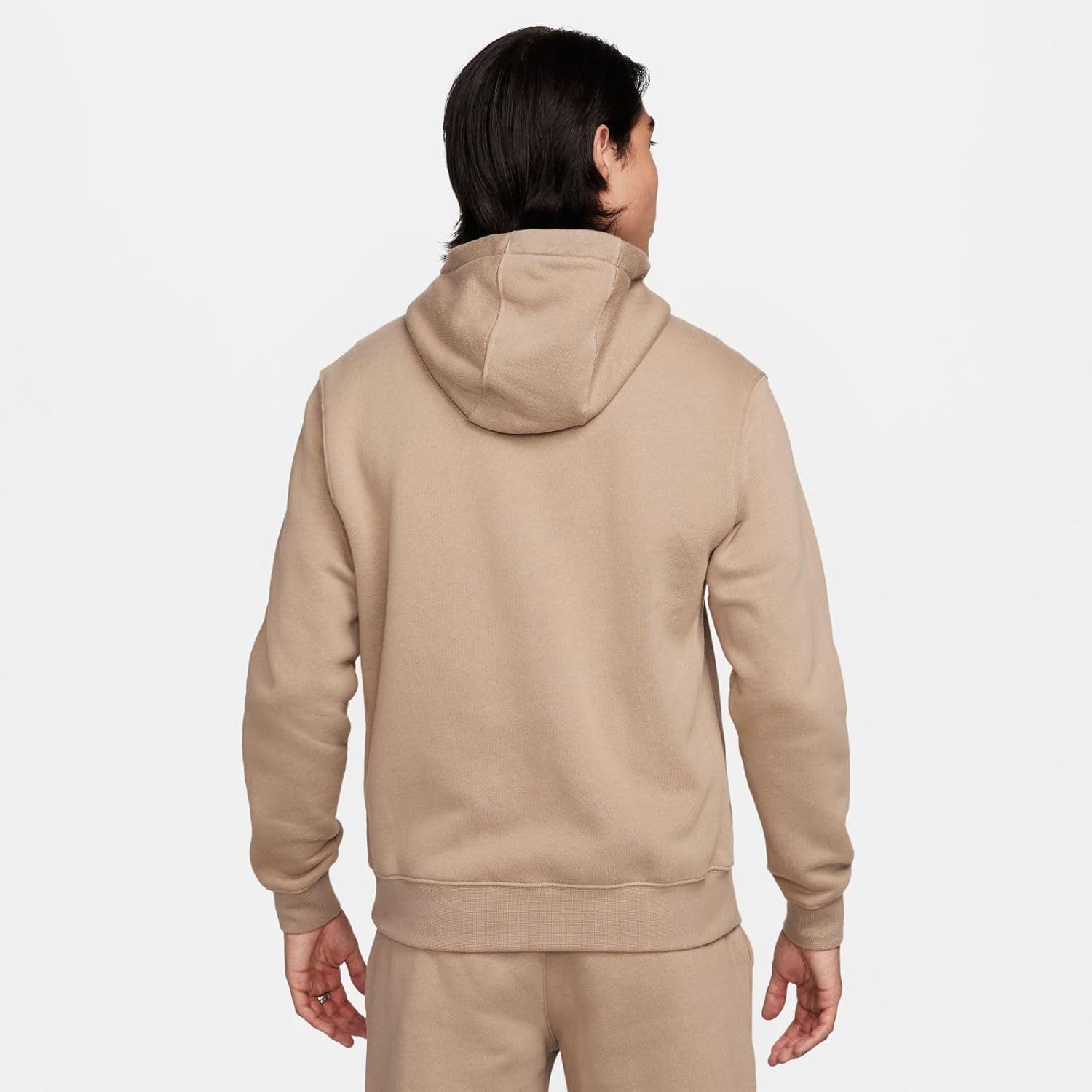 Мужская флисовая толстовка с капюшоном и молнией Nike Sportswear Club, Khaki/Khaki/White — фото 3