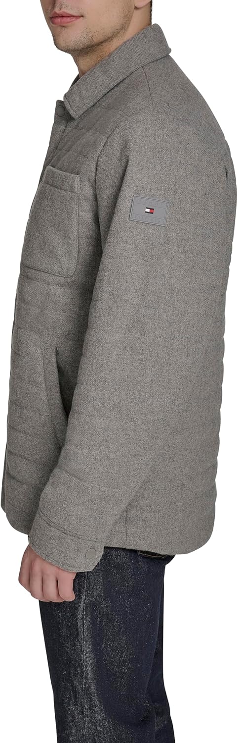 Мужская стеганая куртка из смеси шерсти Tommy Hilfiger, Heather Grey — фото 3