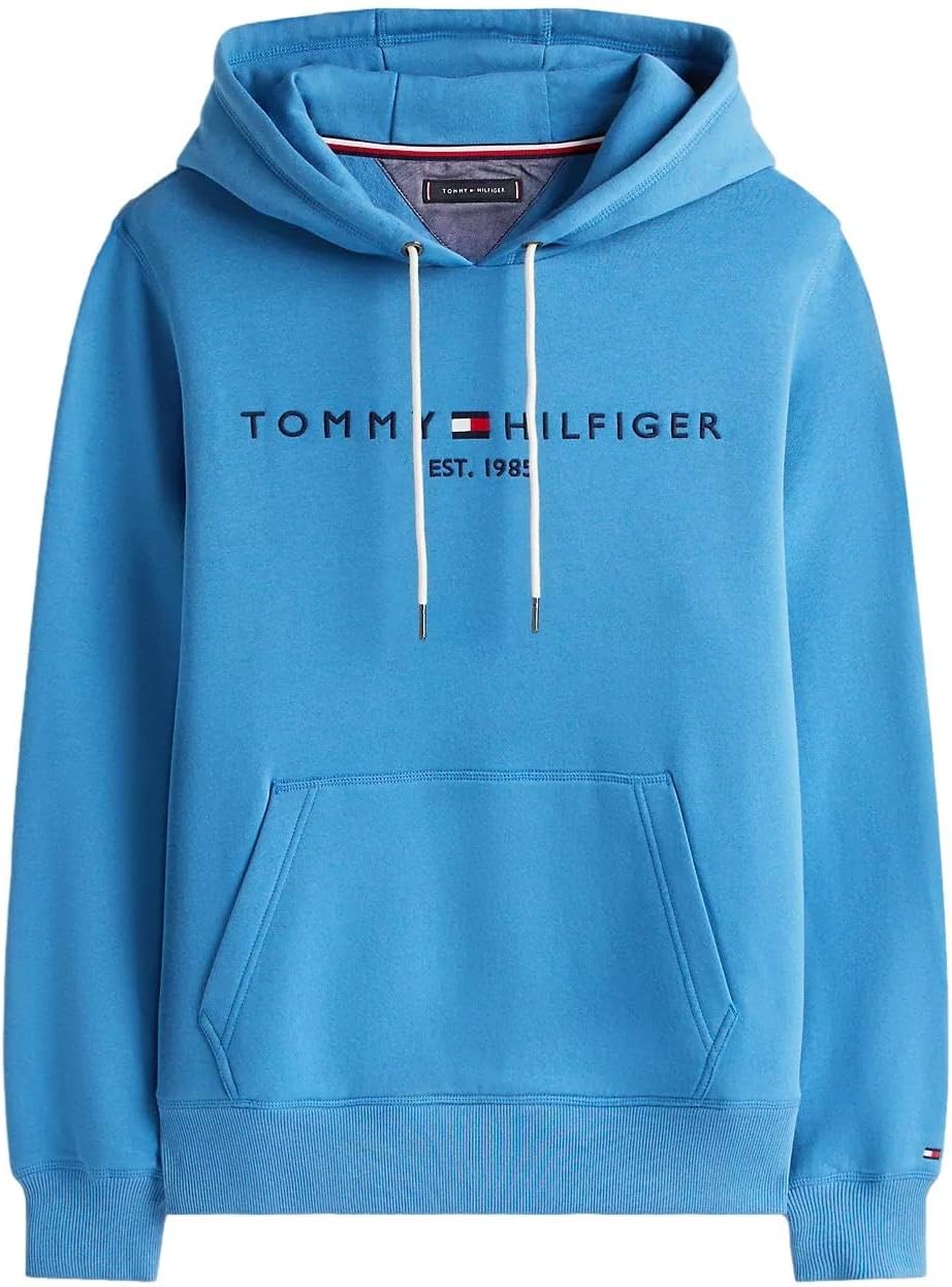 

Мужская культовая флисовая толстовка с вышитым логотипом Tommy Hilfiger, коллекция 2024, размер M, черный, Day Break Blue