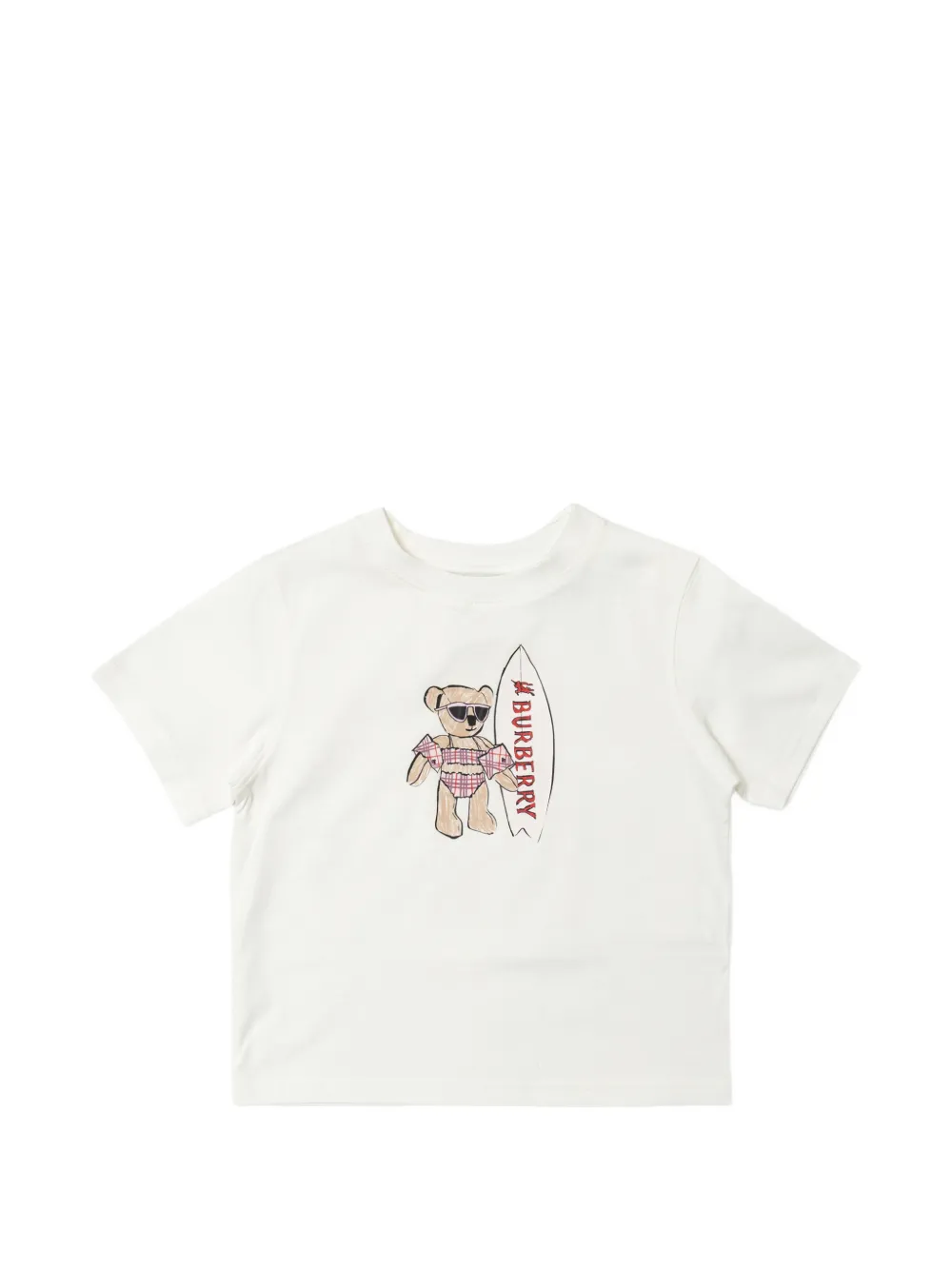 

Футболка с медведем-серфером Burberry Kids, бежевый
