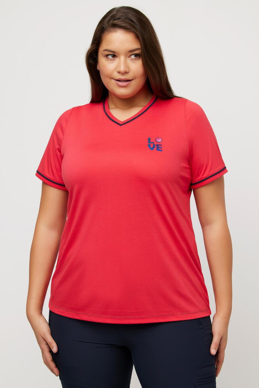 

ULLA POPKEN Женская футболка Love V-образный вырез, короткий рукав, антибактериальная