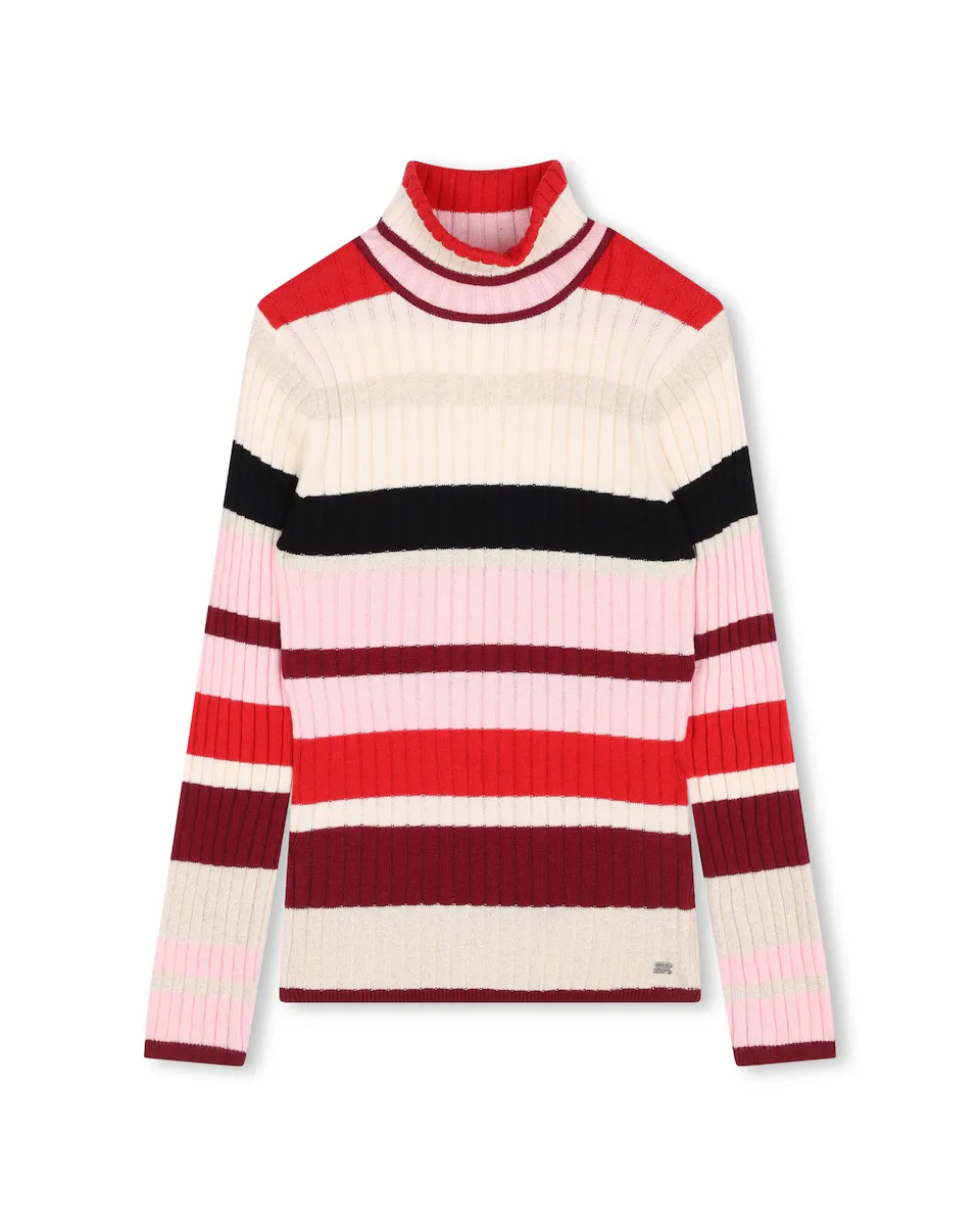 

Разноцветный девичий свитер с высоким воротником Sonia Rykiel