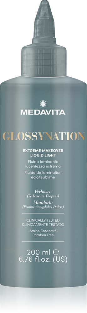 

Glossynation Extreme Makeover, жидкое средство для глубокого увлажнения и ухода за безжизненными волосами Medavita, 200 мл