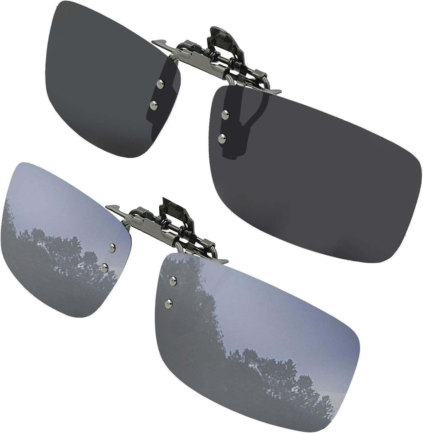 

Солнцезащитные очки Success Eyewear Clip On с откидной линзой и поляризованными линзами, надеваются поверх очков с диоптриями и поставляются в футляре, Set of Smoke and Silver Mirror