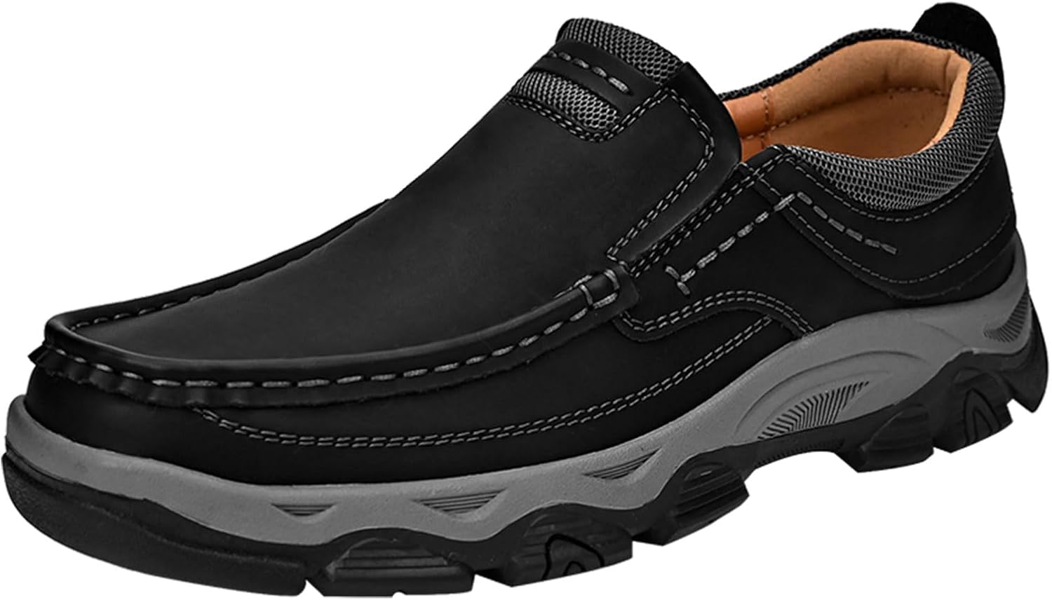 

Мужские кожаные кроссовки VOCECO для пеших прогулок, повседневные мокасины, легкие дышащие, противоскользящие, для вождения и ходьбы, черный