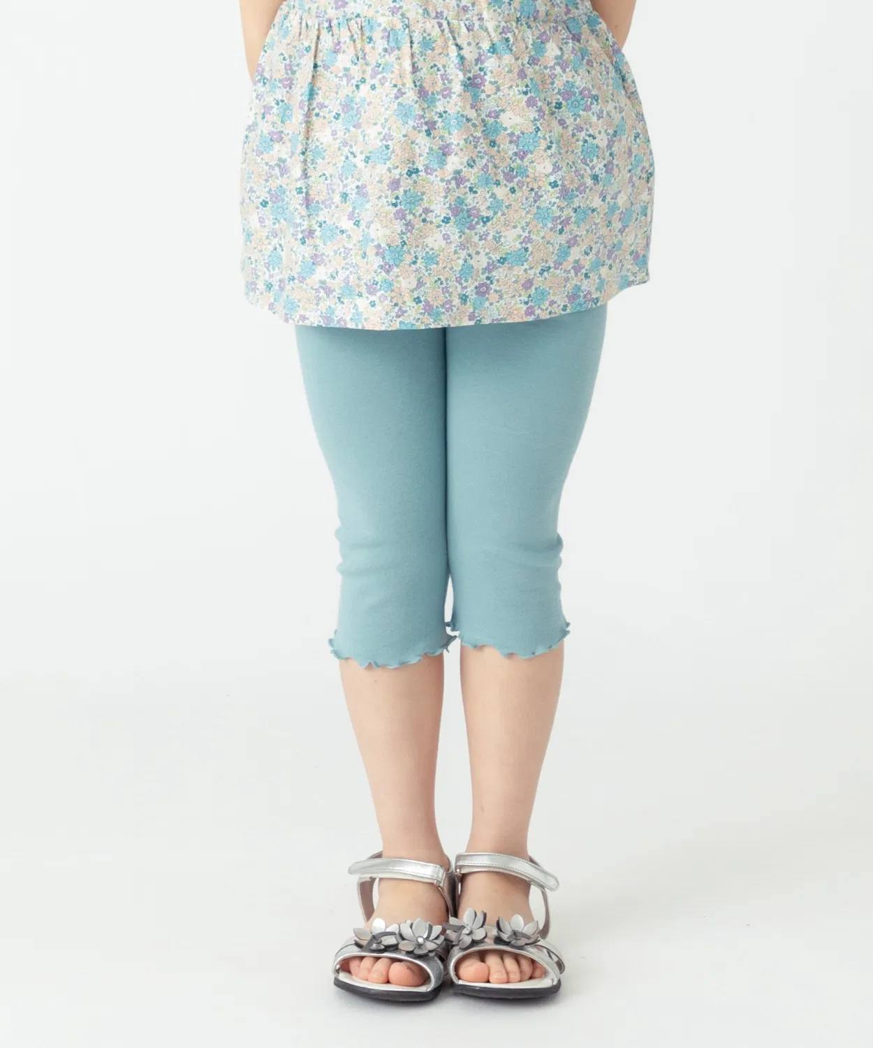 Леггинсы 6/8 длины с рюшами ever closet, 95% хлопок, синий