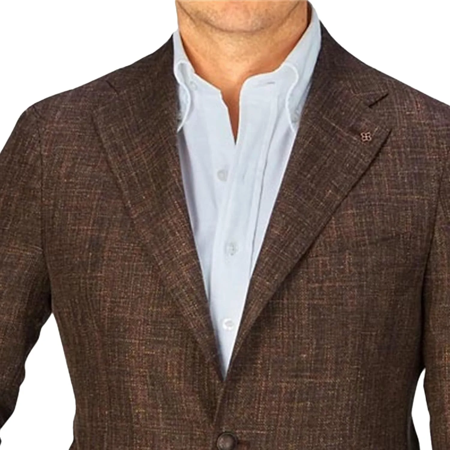 Мужской однобортный пиджак в стиле smart casual с отворотами, деловой, приталенный, для поездок на работу, формальный, модный, смокинг, свадебный блейзер Generic, темно-коричневый — фото 2