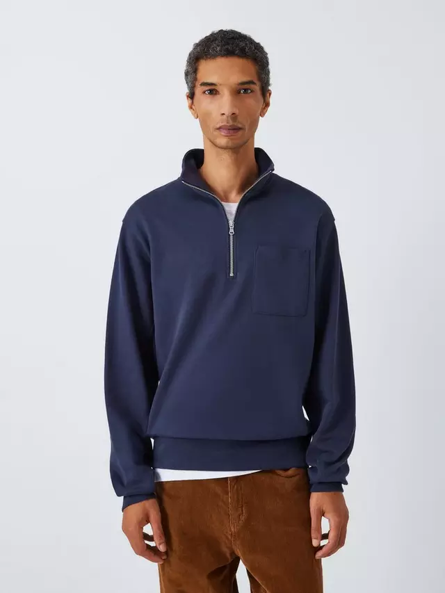 

Толстовка John Lewis Half-Zip Cotton Sweatshirt, Midnight, цвет midnight