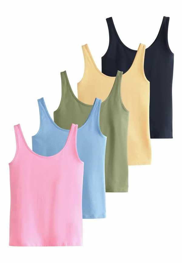 Топ стандартного кроя с толстыми лямками, комплект из 5 штук. Next, Blue Pink Sage Oatmeal Black