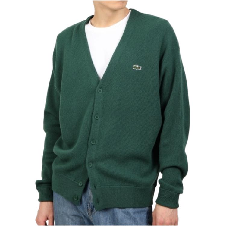 Свитер LACOSTE, мужской, трикотажный, для межсезонья, зеленый — фото 3