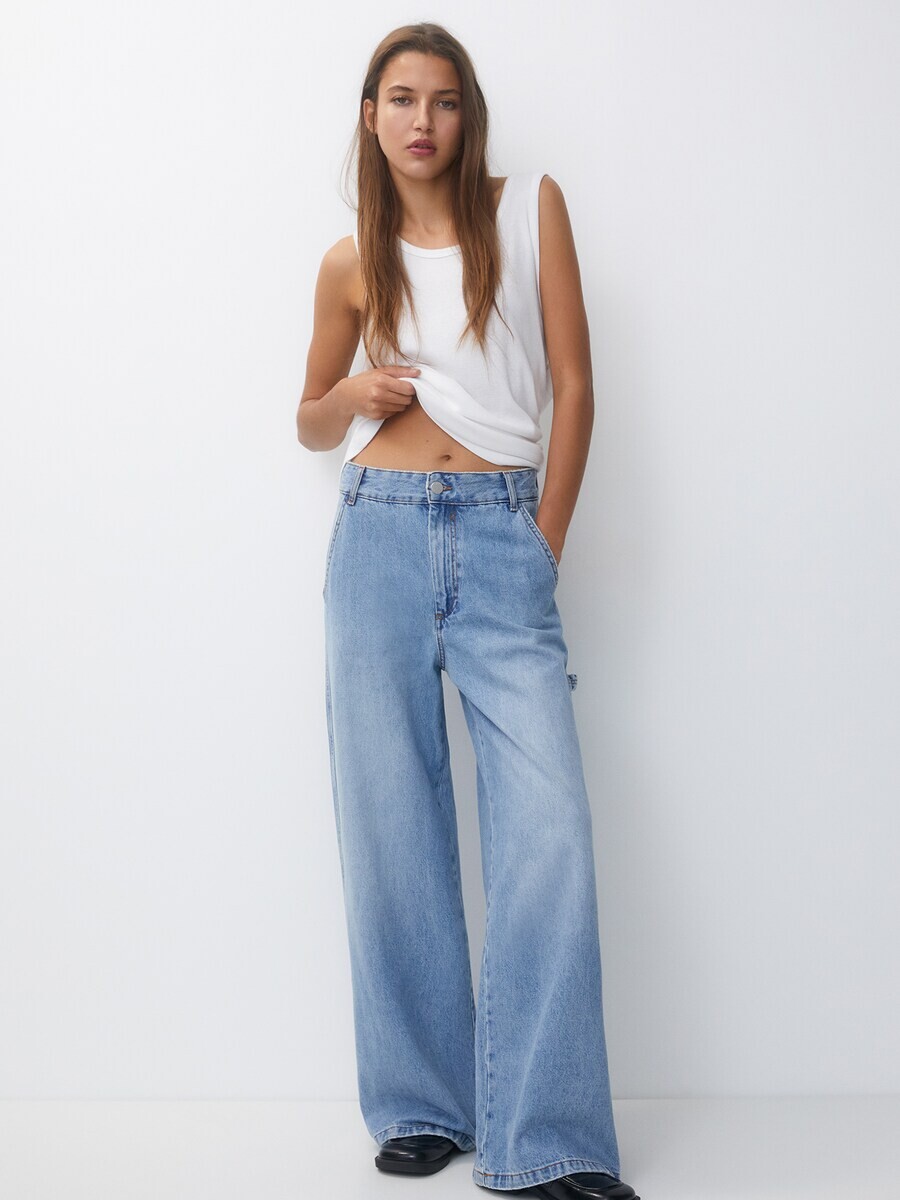 

Широкие джинсы Pull&Bear, синий