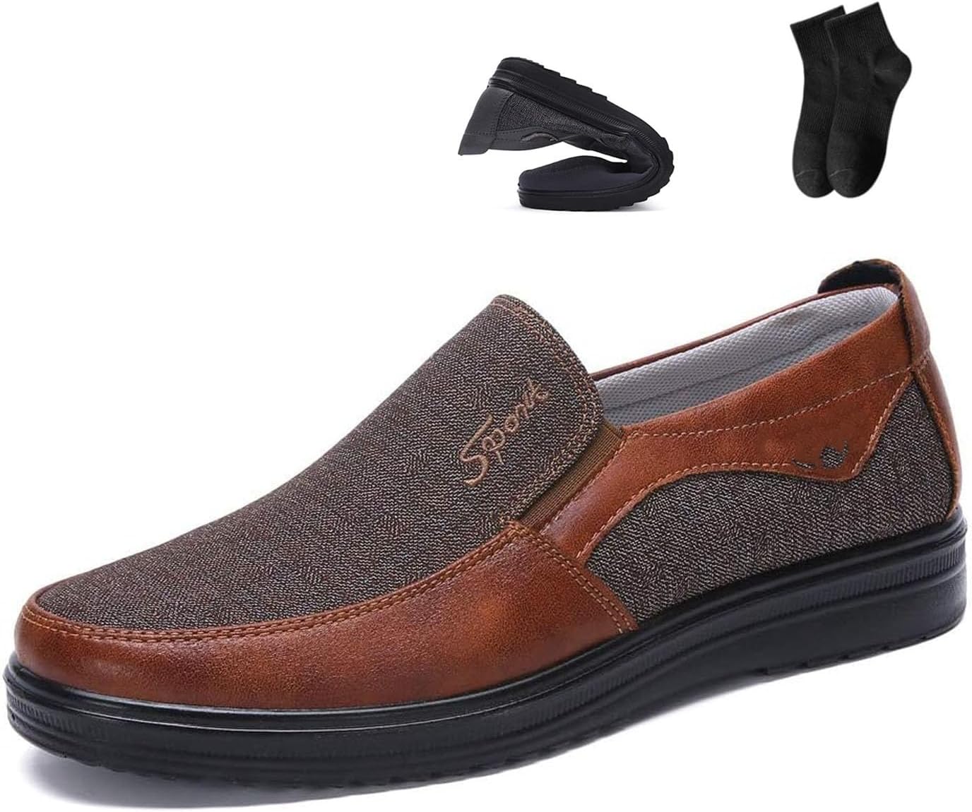 

Мужские лоферы NoworFewer, повседневные туфли без застежки, кожаные, мягкие, для прогулок, вождения, легкие, дышащие, и деловые, больших размеров для пожилых мужчин, коричневый