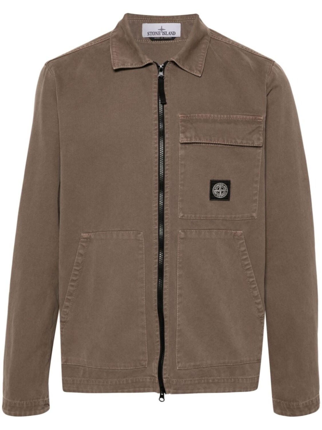 

Stone Island куртка-рубашка с нашивкой в виде компаса, коричневый