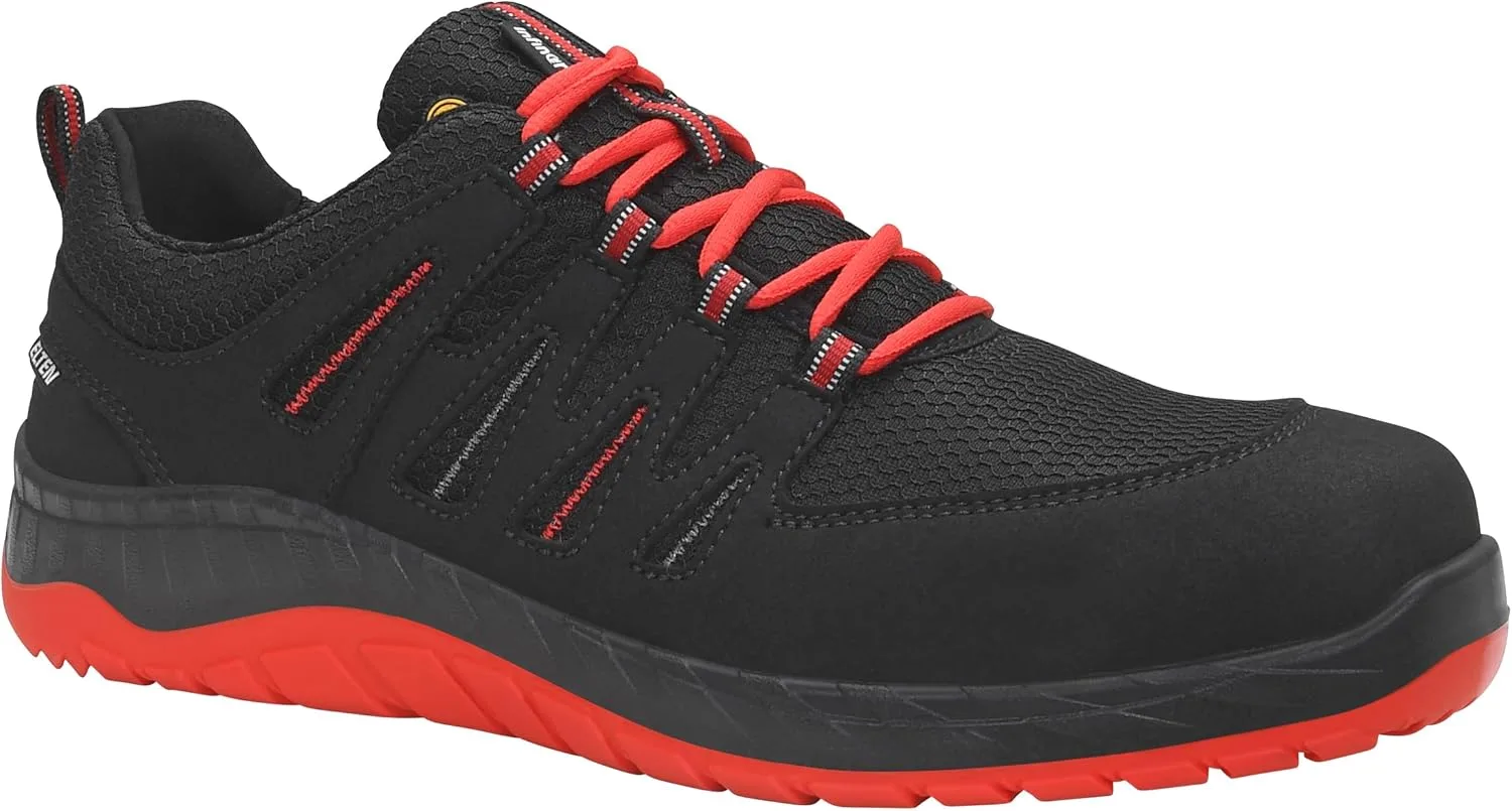 Защитные ботинки ELTEN Maddox Compo Black-Red Low ESD S3S для мужчин и женщин, текстиль, пластиковые носки, легкие, спортивные, черно-красные