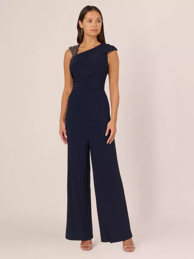 

Комбинезон Adrianna Papell Beaded Shoulder, цвет midnight
