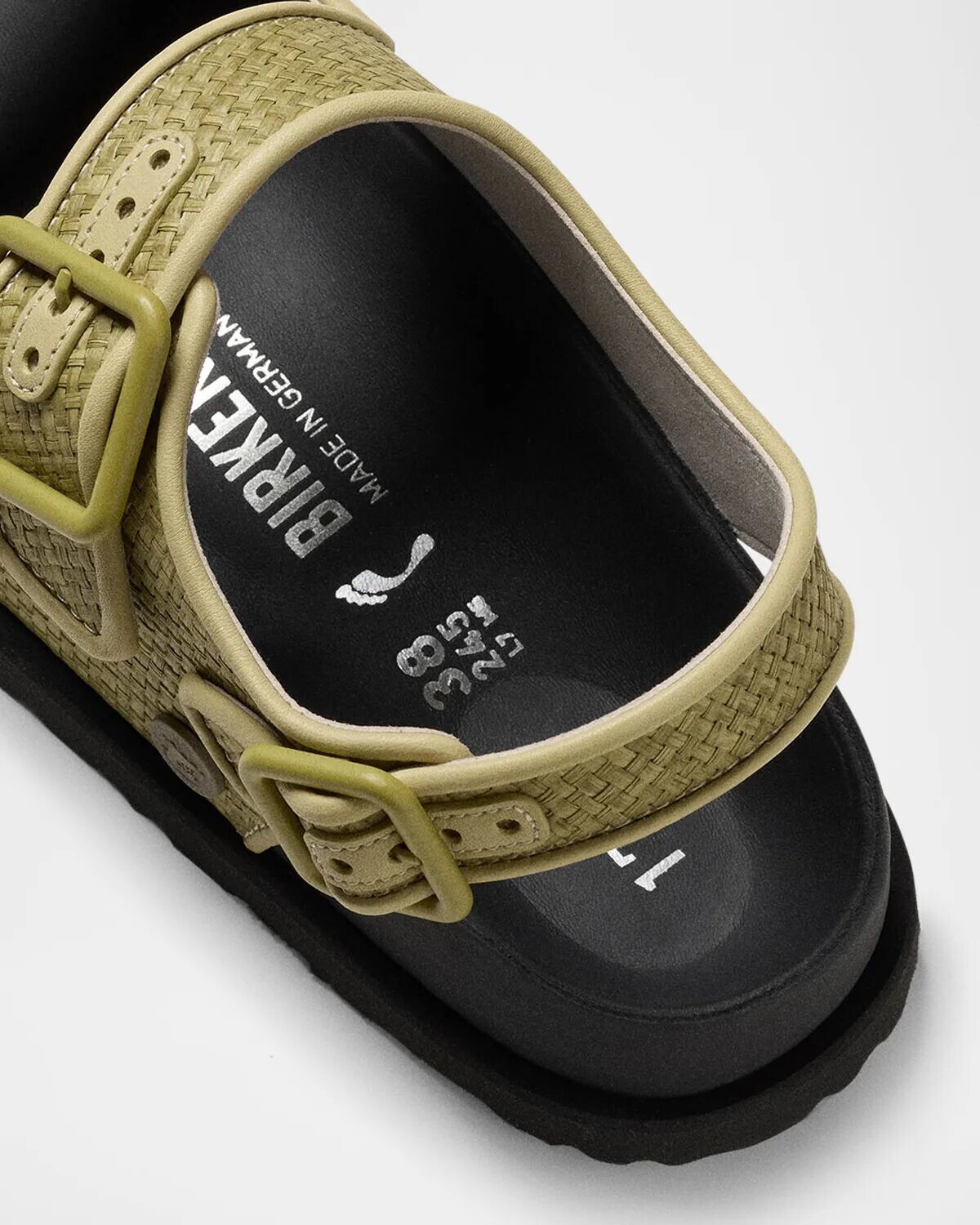 Босоножки Milano с ремешком на пятке и двойной пряжкой из рафии 1774 Birkenstock, цвет Golden Olive — фото 3