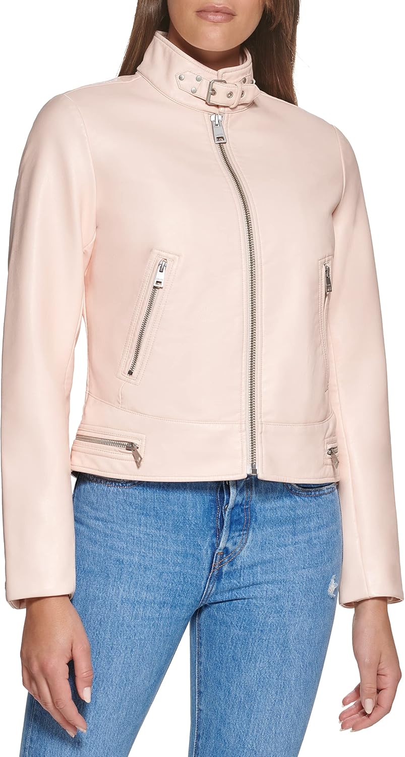 

Levi's Женская куртка мотокросс в стиле рейсер из искусственной кожи, Scallop Shell Latch Collar