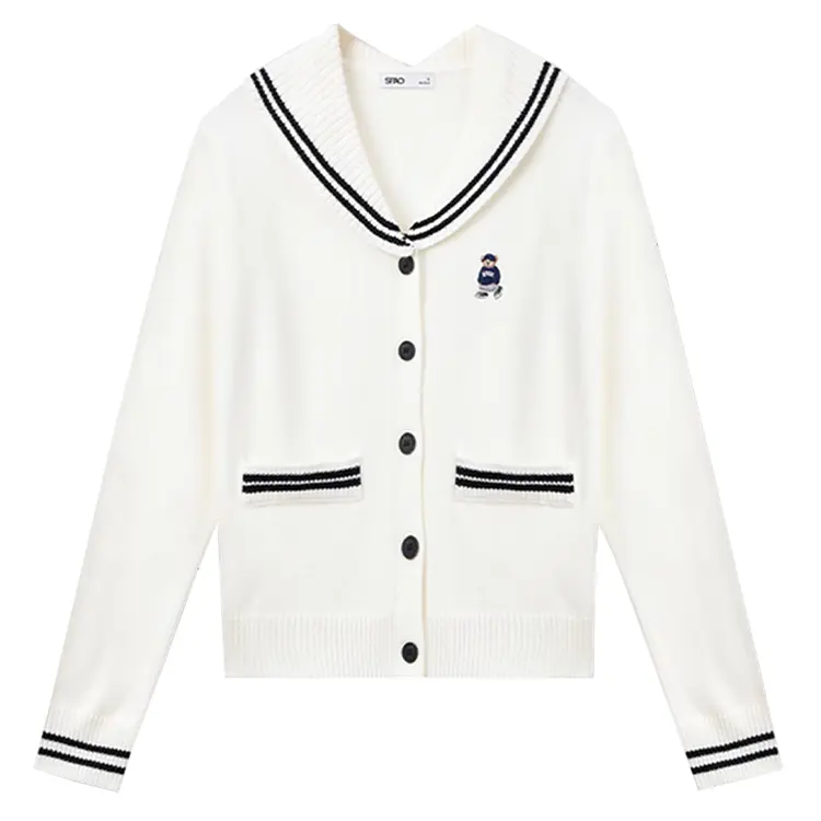 

SPAO Трикотажный свитер для женщин с воротником, цвет Navy, умеренная посадка