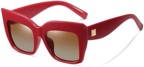 

Новые модные солнцезащитные очки большого квадратного размера 2025 года для женщин, роскошные ретро-очки, солнцезащитные очки с защитой от УФ-излучения UV400 для женщин DSXLY, Red Frame Brown Lens