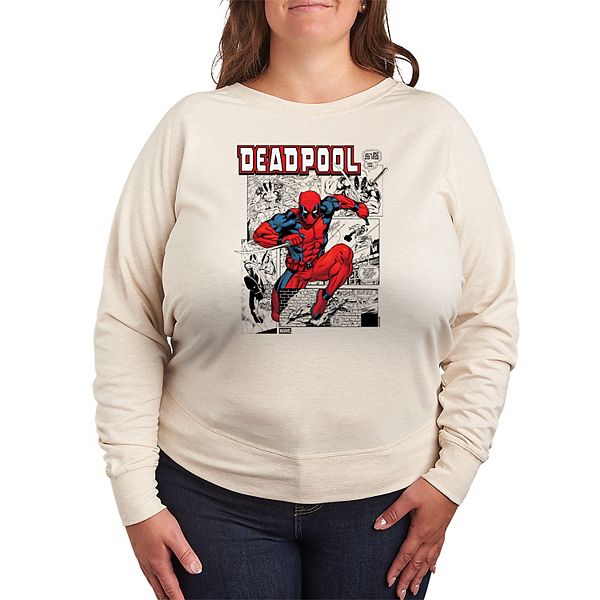 

Футболка с длинным рукавом Plus size Deadpool comic panels french terry Marvel