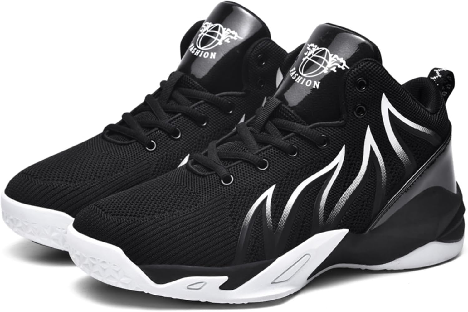 

Мужские дышащие высокие кроссовки на шнуровке с сетчатой тканью, модные, удобные, с противоскользящей подошвой для баскетбола, бега, ходьбы и тренировок Boaobaihuo, белый