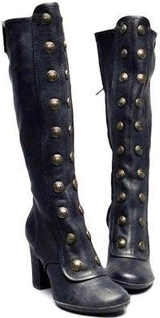 

Женские сапоги Hbeylia Rivet Goth до колена, модные панк-готические с заклепками, на массивном высоком каблуке, праздничные туфли-сапоги, высокие сапоги для зимнего образа Лолиты, для невесты, свадьбы, Хэллоуина и рождественской вечеринки, черны...