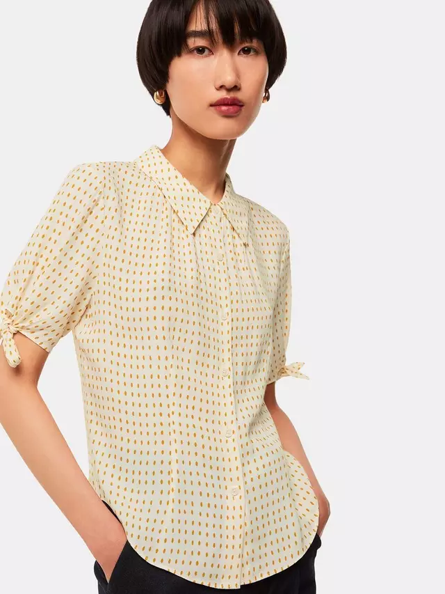 

Блуза Whistles Oval Spot Tie Sleeve, цвет ivory/multi