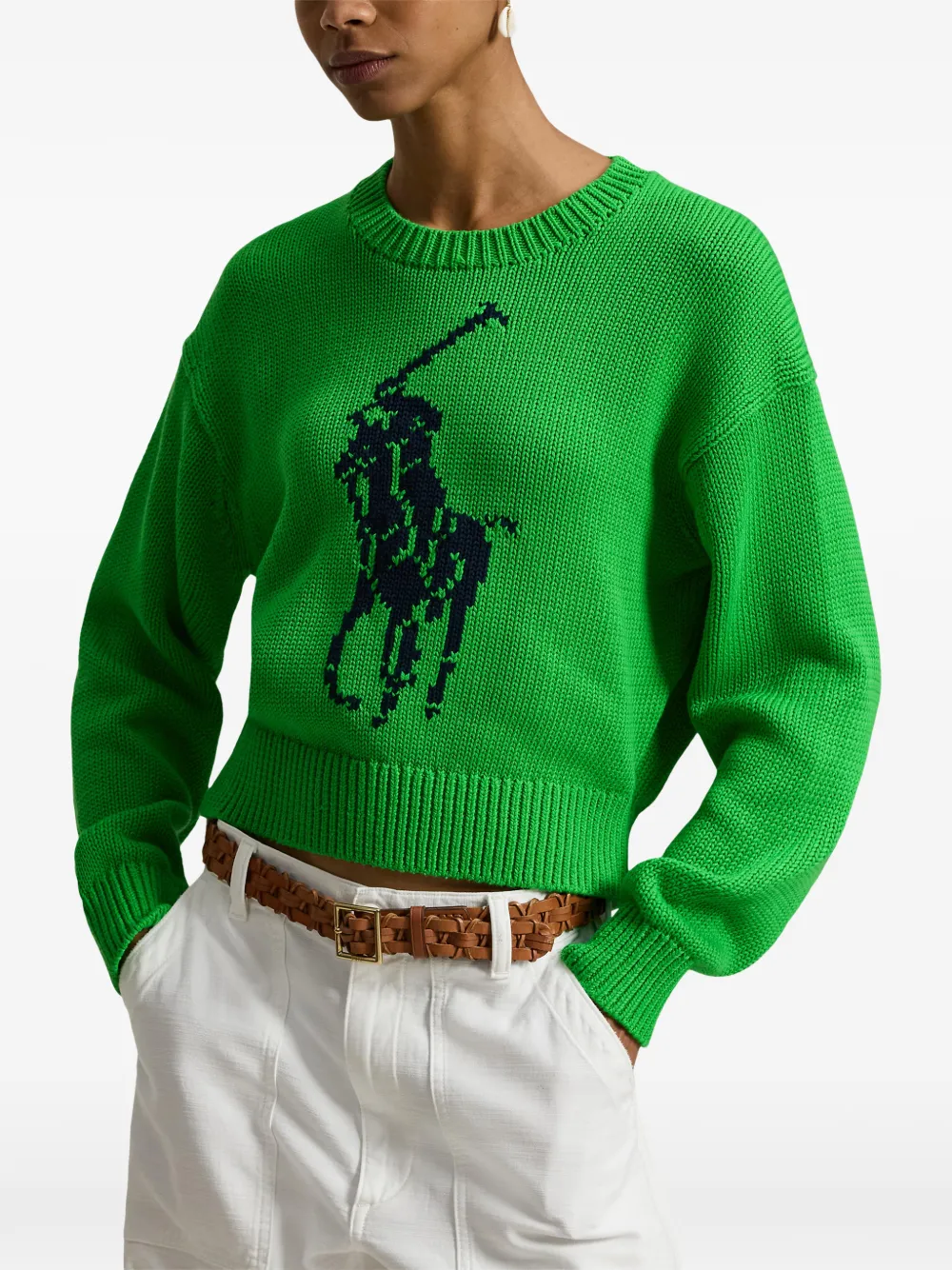 Свитер с графичным принтом Polo Ralph Lauren, зеленый — фото 3