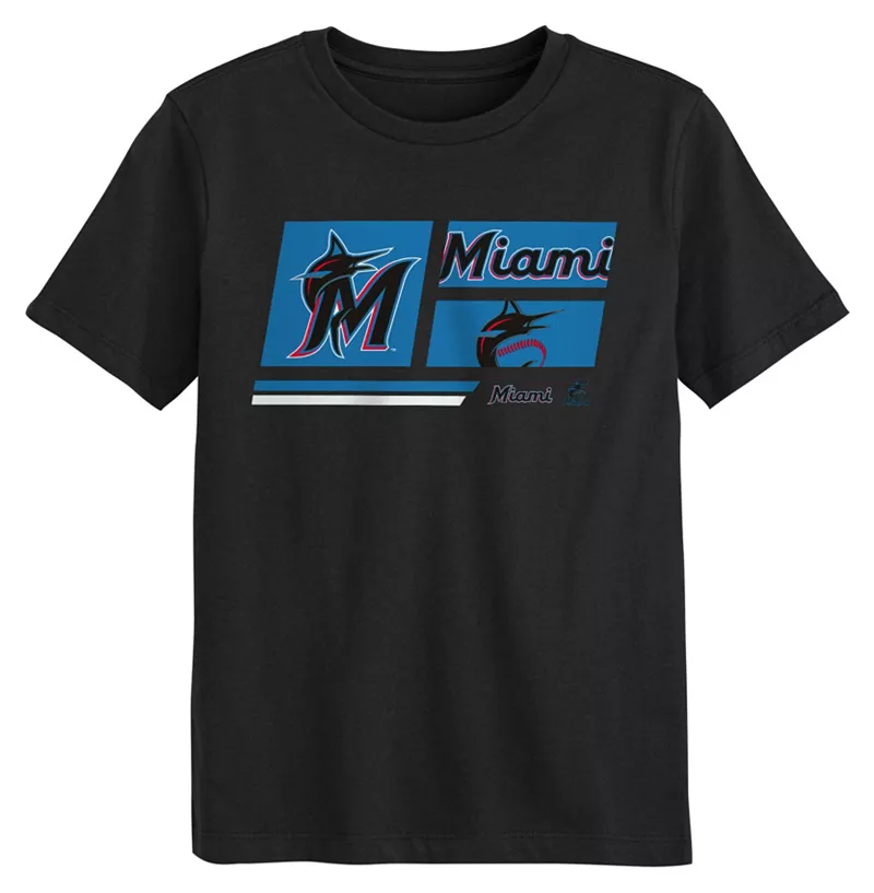 

MLB Team Apparel Черная футболка Little Kids Miami Marlins Multi Hit