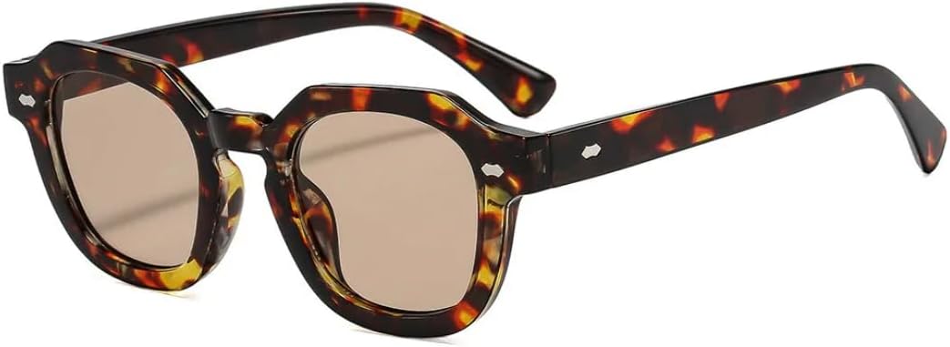 

Модные солнцезащитные очки конфетных цветов для женщин, леопардовый принт, защита от УФ-излучения UV400, ретро-стиль, заклепки, мужские солнцезащитные очки UUPTTPL, Leopard Tea