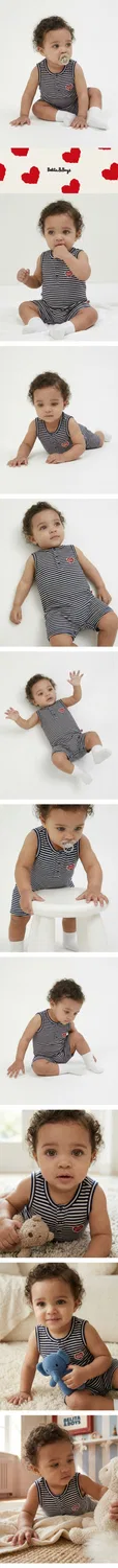 Детский комбинезон Baby BB Heart Stripe без рукавов, тёмно-синий, от Belita&Boys — фото 2