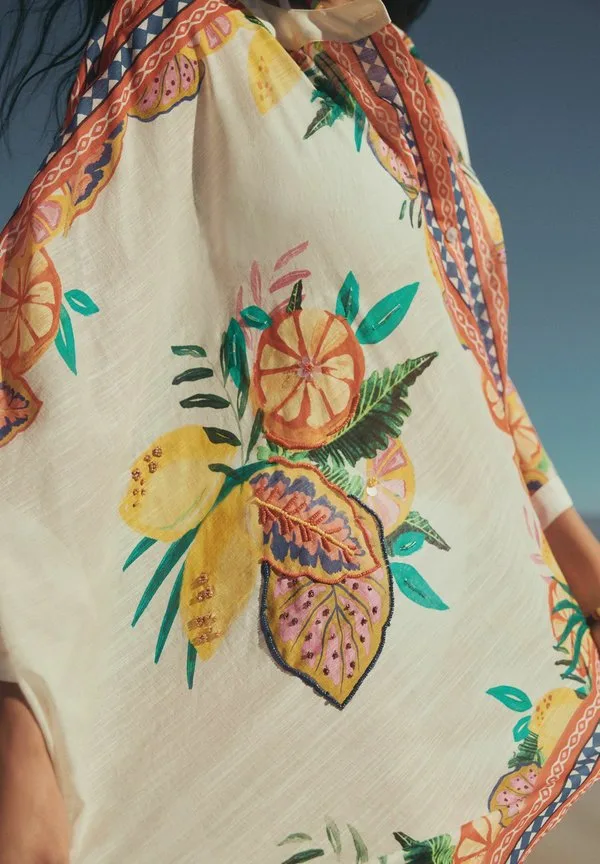 Кафтан-Рубашка с принтом и принтом, прямого кроя. пляжный аксессуар Next, Fruit — фото 3