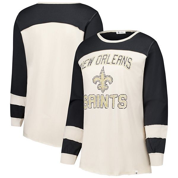 

Женская футболка с длинным рукавом New Orleans Saints Double Header Curve Toni в цвете кремовый/черный Profile