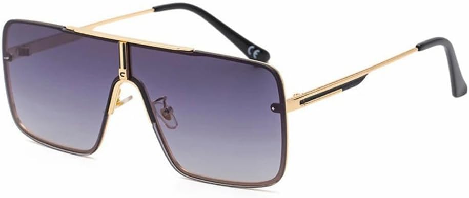 

Большие цельные солнцезащитные очки для мужчин в стиле панк с металлической оправой, солнцезащитные очки для женщин и мужчин, защита от УФ-излучения UV400 MTZJH, C1 Gold Gray