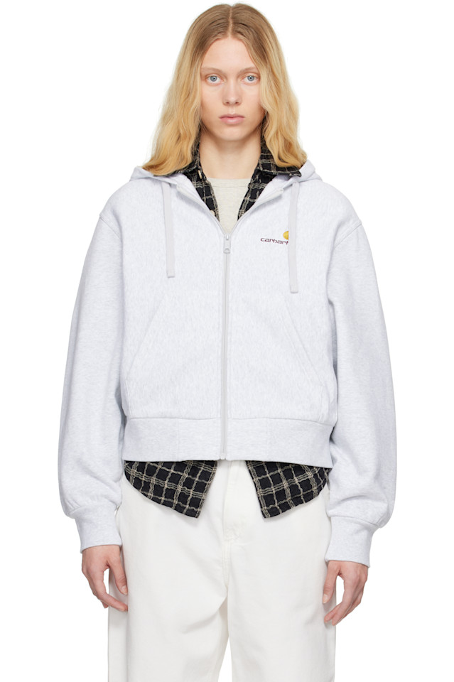 

Худи American script Carhartt Work In Progress, цвет ash heather