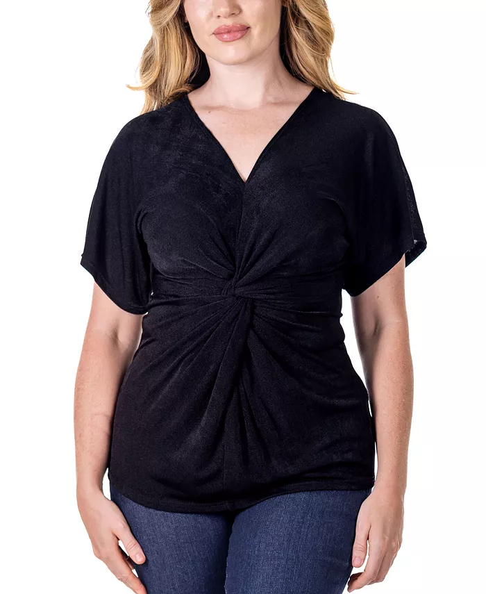 

Топ-кимоно с V-образным вырезом и узлом спереди 24seven Comfort Apparel, черный