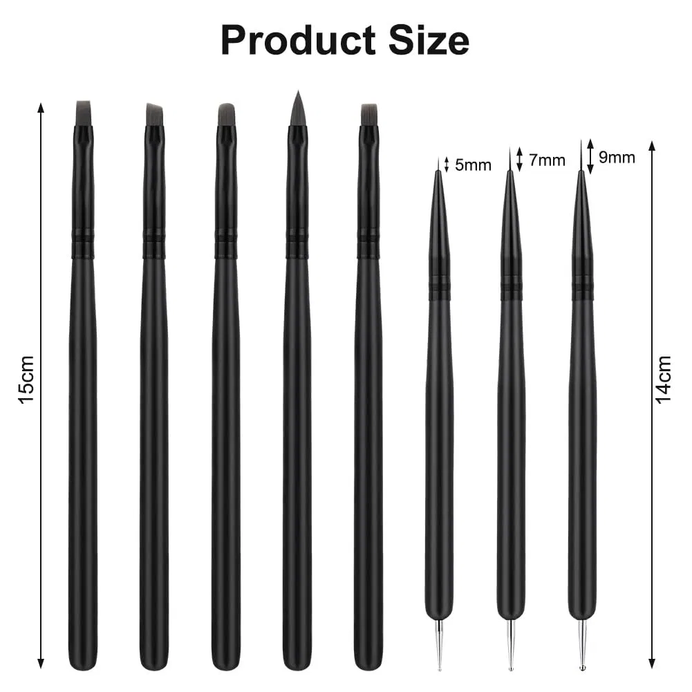 Набор из 8 кистей для нейл-арта GeekerChip Butbu, C-8Pcs Black — фото 2