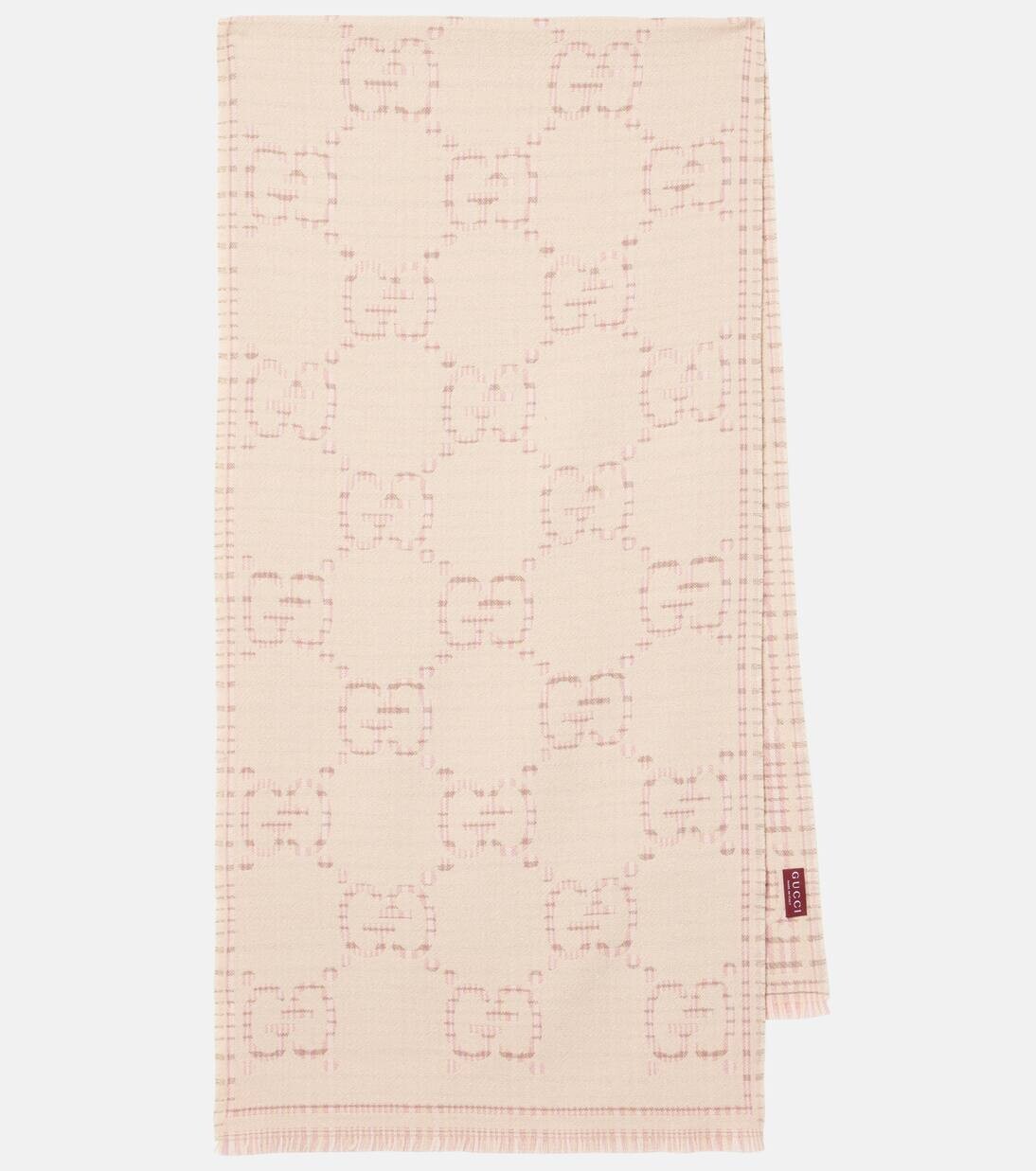 

Жаккардовый шарф GG из смеси шерсти Gucci, цвет ivory/pink