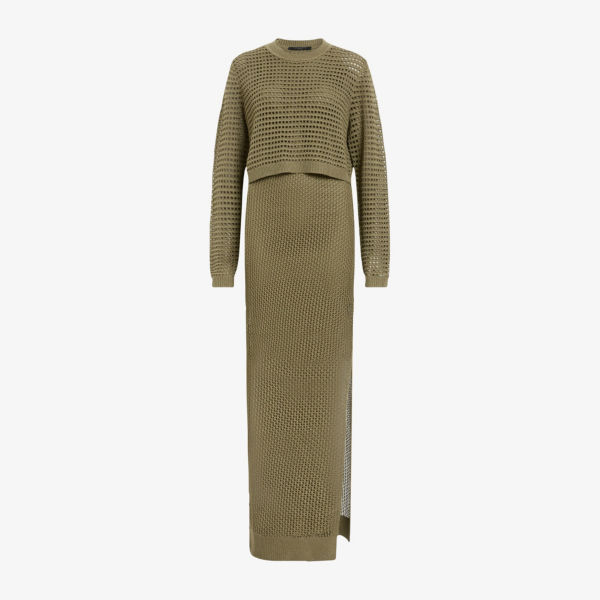 

Миди-платье Miro с длинными рукавами из трикотажа Allsaints, зеленый