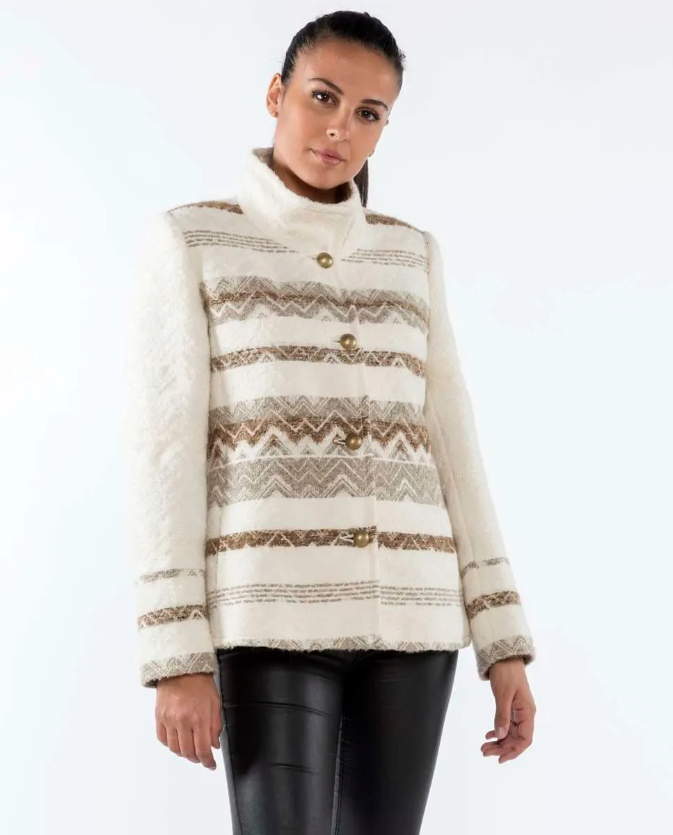 

Женская куртка из фантазийной ткани с воротником-ленточкой Fsh, белый