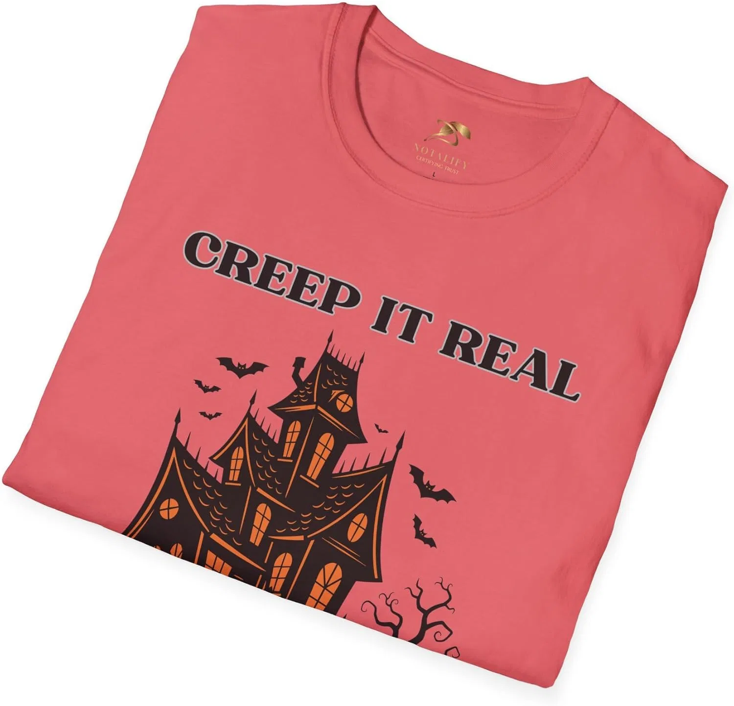Футболка NOTALIFY Creep It Real Haunted House на Хэллоуин | Жуткая забавная футболка с графическим принтом для мужчин и женщин | Футболка для похода за сладостями — фото 4