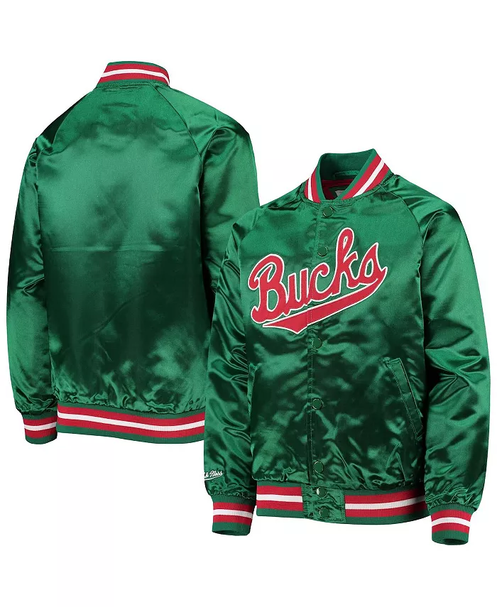 

Куртка Big Boys Green Milwaukee Bucks Hardwood Classics на молнии с рукавом реглан из сатина Mitchell & Ness
