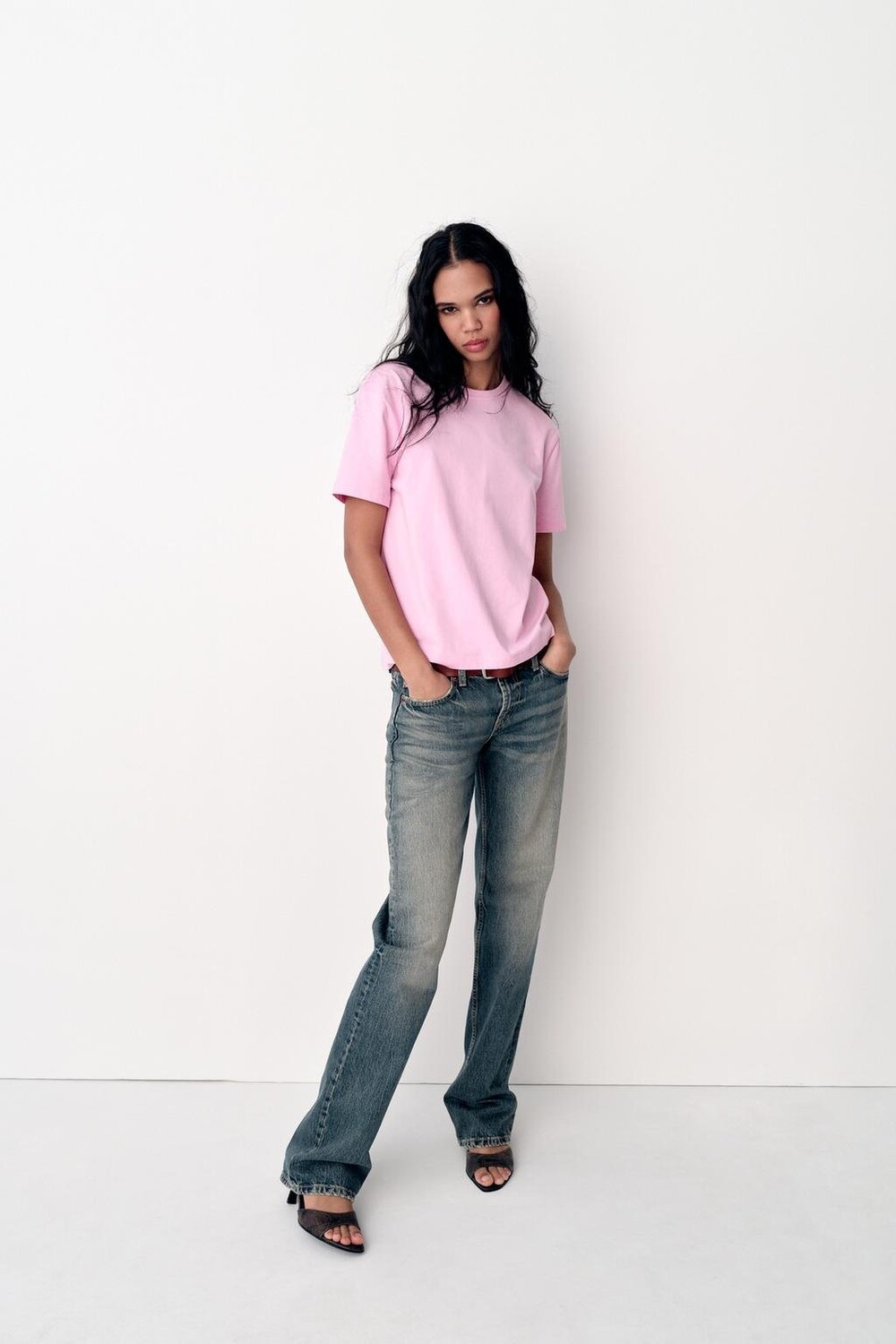 

Базовая футболка из хлопка ZARA, розовый