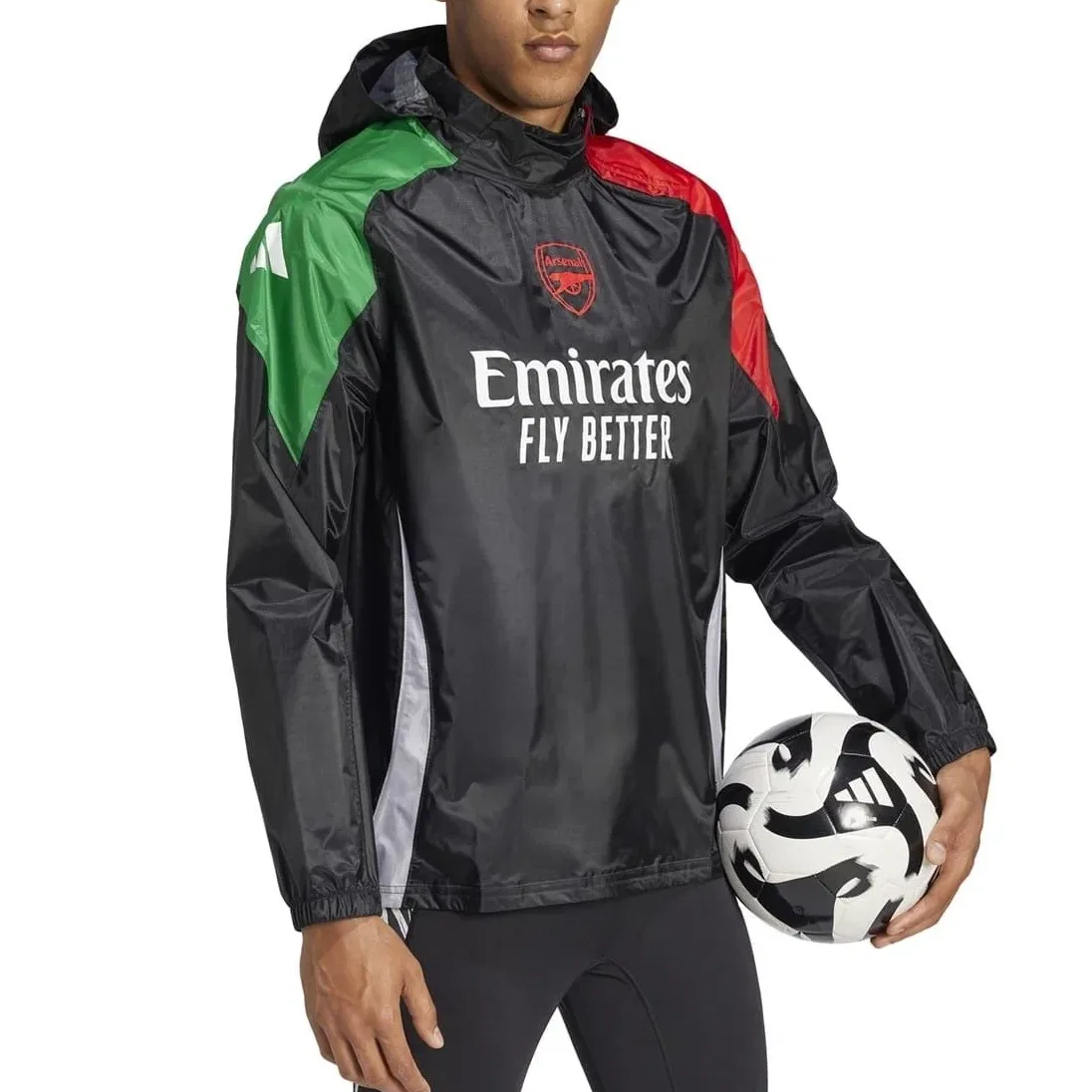 Куртка Arsenal мужская, черная, с отстегивающимся капюшоном Adidas, Black — фото 4